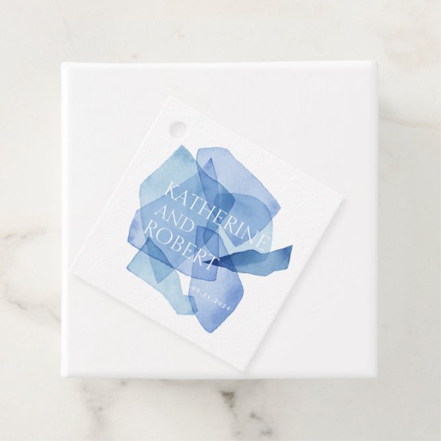 Moderna vattenfärgsformer Bröllop Monogram Gåvor Etiketter (På plats)