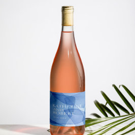 Moderna vattenfärgsformer Bröllop Monogram Vinflaska Etikett