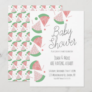 Moderna vattenmelon baby shower-strössel konfetti inbjudningar