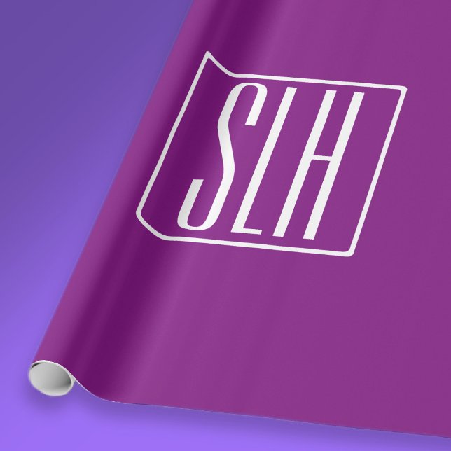 Moderna Versala Bokstäver Monogram | Vit & Lila Presentpapper (Skapare uppladdad)