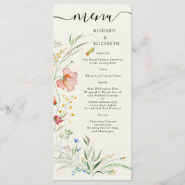 Moderna Vilda Blommor Minimalistisk Elegant Bröllo Meny
