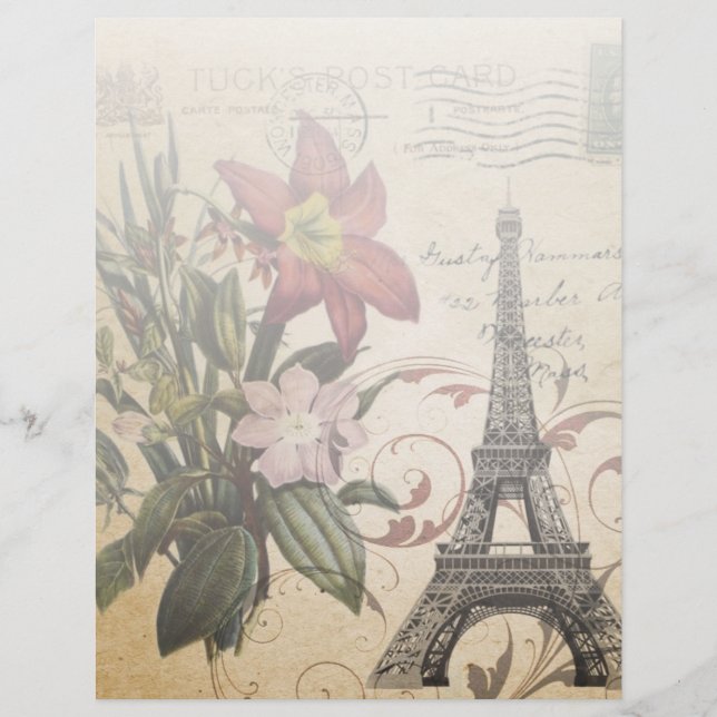 moderna vintagar lily Paris Eiffel Torn (Framsida)