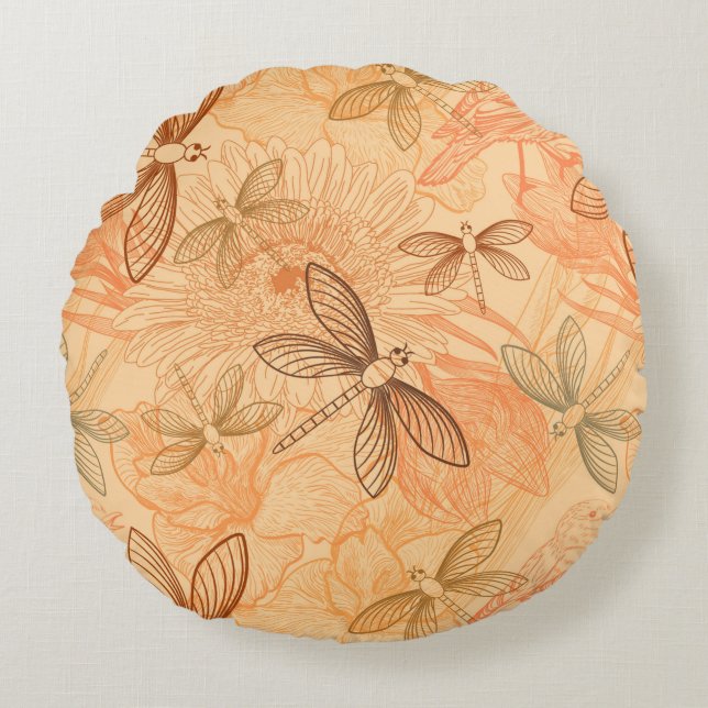 moderna vintagar rund kudde (Framsidan)