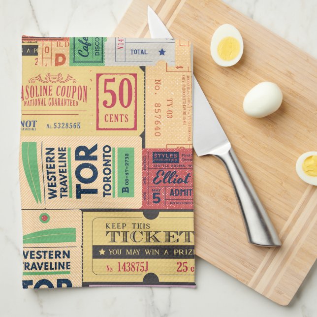 Moderna vintage biobiljetter Klassisk retro Kökshandduk (Vikt i Fjärdedel)