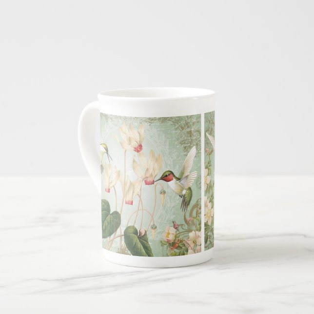 Moderna vintagefranskHummingbirds Benporslin Mugg (Framsida vänster)