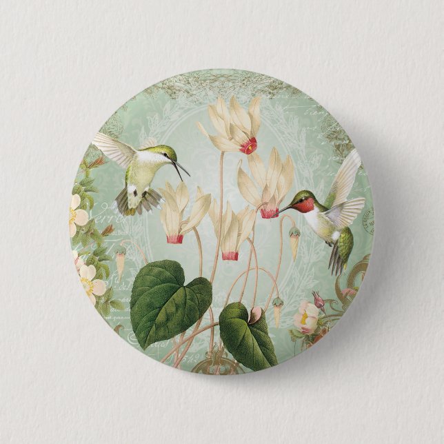 Moderna vintagefranskHummingbirds Knapp (Framsida)