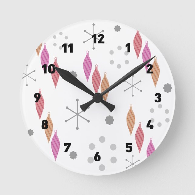 Moderna vinterprydnader rund klocka (Framsida)