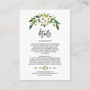 Moderna vita blommande blomsterdetaljer i handskri tilläggskort