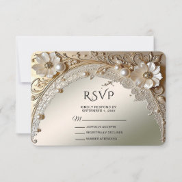 Moderna Vita Blommor Pärlor RSVP-Kort OSA Kort