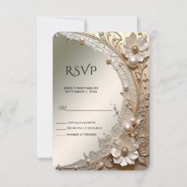 Moderna Vita Blommor Pärlor RSVP-kort OSA Kort