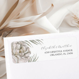 Moderna vita blomstermotiv returadressetiketter returadress etikett