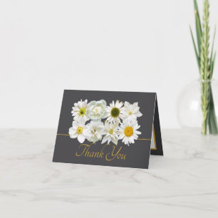 Moderna vita botaniska blommor Elegant tack Kort