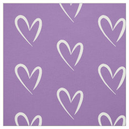 Moderna vita hjärtan, Lila Background, Mönster Tyg