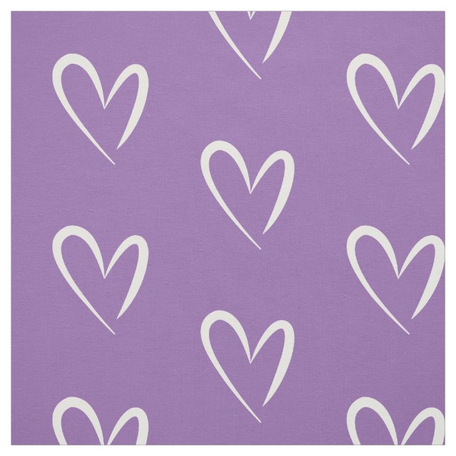 Moderna vita hjärtan, Lila Background, Mönster Tyg (Provkarta)