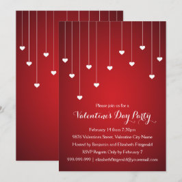 Moderna vita hjärtan på Röda Valentineser Party Inbjudningar