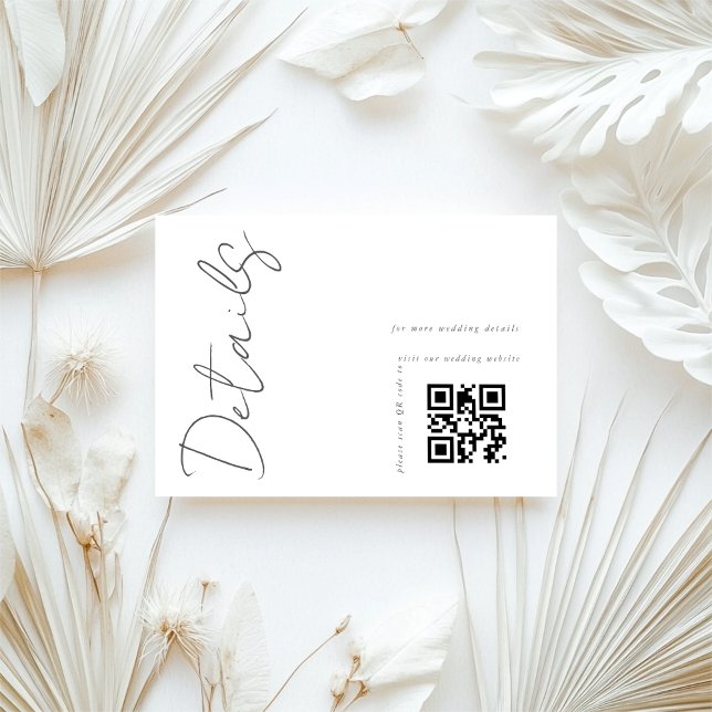 Moderna vita QR-kod Bröllopsdetaljer  Tilläggskort (Skapare uppladdad)