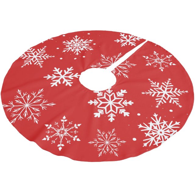 Moderna vita snöflingor  julgransmatta borstad polyester (Vinklad)