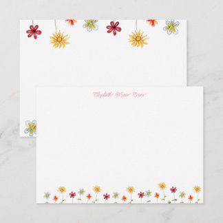 Moderna Whimsical blommor Rosa Gula flickig anteck Tack Kort