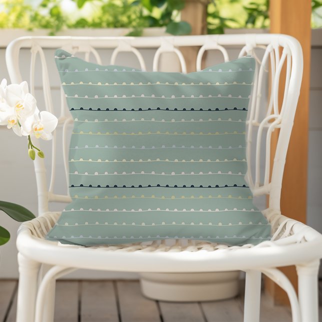 Moderna Whimsical Ränder Navy Pastell Havsgrön Kudde (Skapare uppladdad)