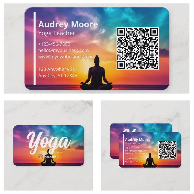 Moderna yogalärarmallar Design yogastudio Visitkort (Modern Yoga Teacher Templates Design Yoga Studio Business Card
)