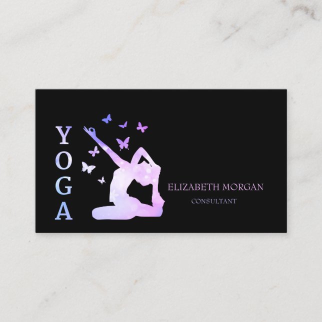 Moderna Yrkesverksamma Kvinnor Siluett Yoga Visitkort (Framsida)