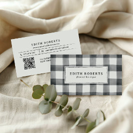 ModernBlack Watercolor Buffalo Play QR CODE Visitkort