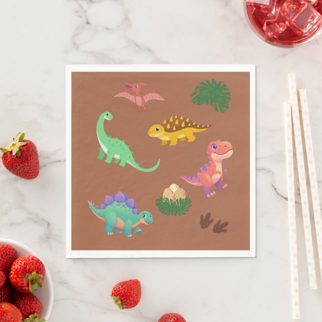 Moderne Dinosaurus Servetter – T-Rex & Vänner - (Insitu)