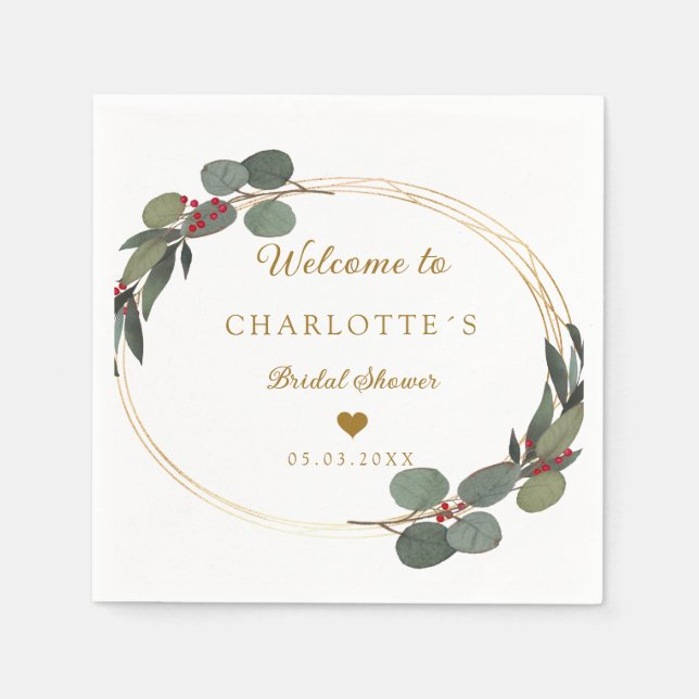 Moderne, elegante Eukalyptus-Hochzeit Serviette Pappersservett (Framsidan)