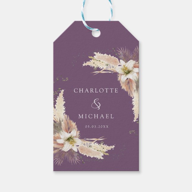 Moderne, elegante Hochzeit  Geschenkanhänger Presentetikett (Framsidan)