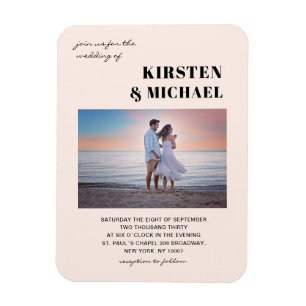 Moderne Foto Hochzeitskarte Einladung Magnet