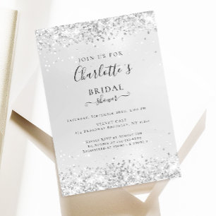 Moderne Glitter Silver (Imitat) Einladung Inbjudningar