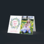 Moderne Joyeux Noël | Carte De Photo De Noël Helgkort<br><div class="desc">Carte moderne avec-foto. La carte a une couronne de fleurs peintes à l'aquarelle et ställe pour le texte et une foto.</div>