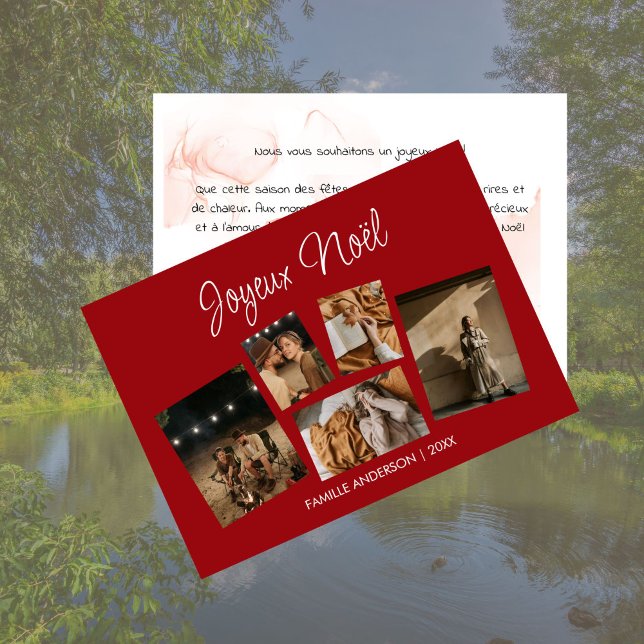 Moderne Joyeux Noël Collage de Photos de Fêtes Julkort (Moderne Joyeux Noël Collage de Photos de Fêtes Holiday Card)