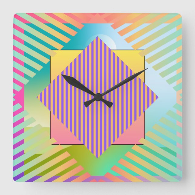 Moderne Kunst Grafik-Design 1 Formen Linien Farben Fyrkantig Klocka (Framsida)