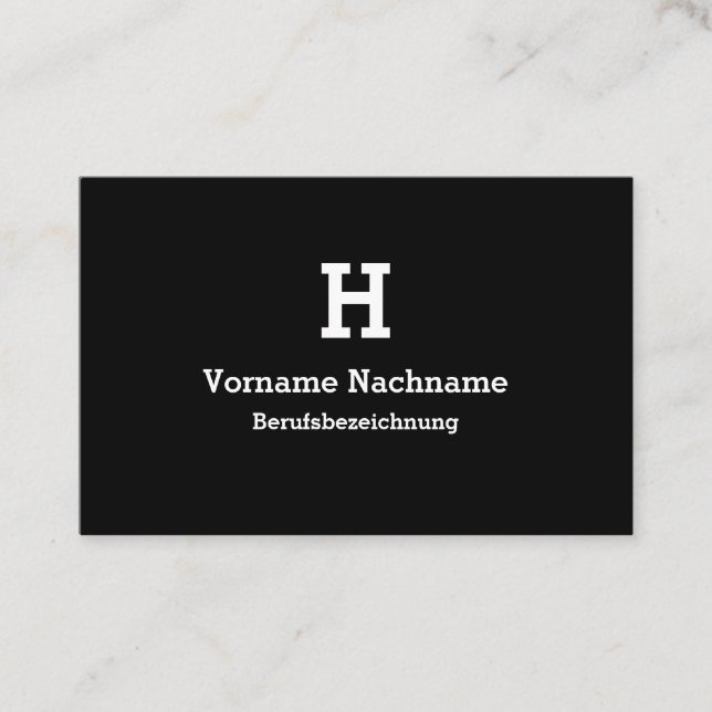 Moderne Schwarze Initialien Vorlage Visitenkarte Visitkort (Framsida)