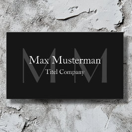 Moderne schwarze Monogramm Visitenkarte Visitkort