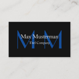 Moderne schwarze Monogramm Visitenkarte Visitkort