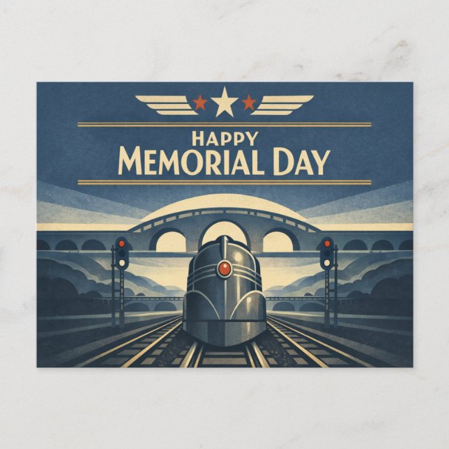 Moderne Train Streamline Memorial Day  Helg Vykort (Framsida)