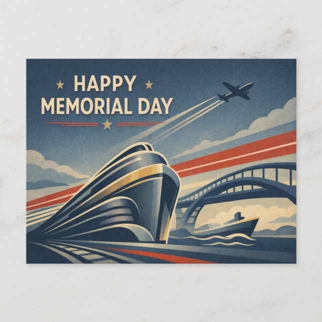 Moderne Transportation Tribute Memorial Day  Helg Vykort (Framsida)
