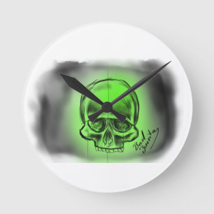 Moderne Wanduhr mit Totenkopf Motiv Rund Klocka