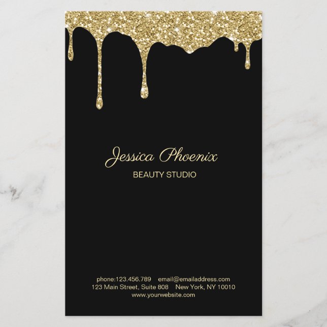 Moderner Glamor Guld-Gelb Schwarz Glitter Flygblad (Framsidan)