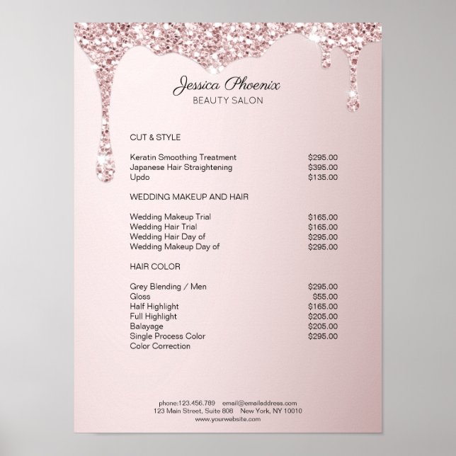 Moderner Glamor Rosa Glitzer sinkt Poster (Framsidan)