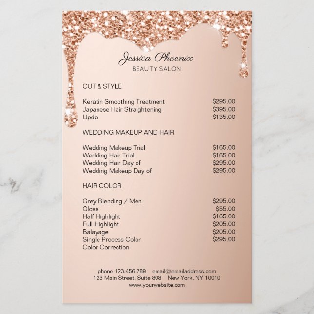 Moderner Glamor Rosegold Glitzer sinkt Flygblad (Framsidan)