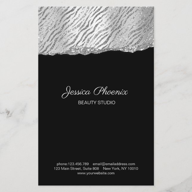 Moderner Glamor Silver Mönster Glitter Flygblad (Framsidan)