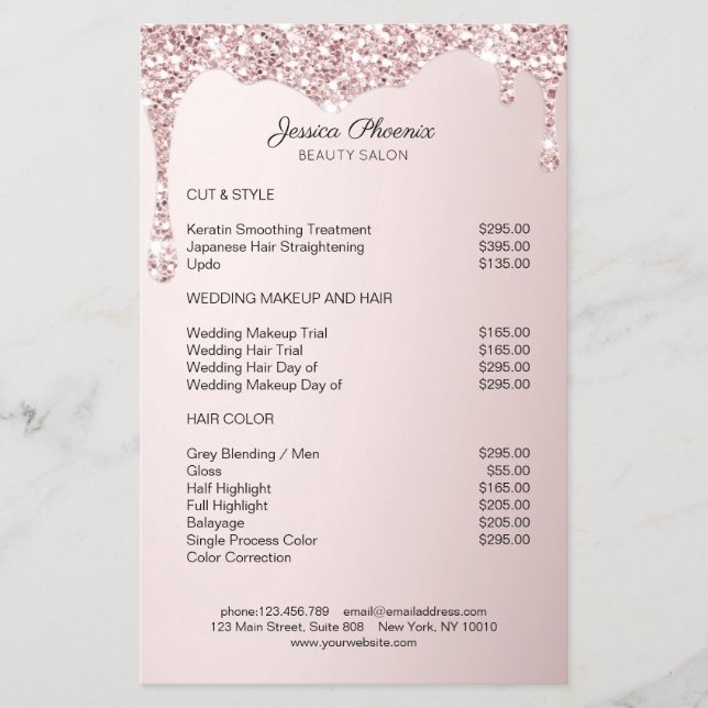 Moderner Glamour Rosa Glitzer sinkt Flygblad (Framsidan)