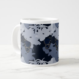 Moderner Purpur Schmetterling & Bluete Jumbo Mugg