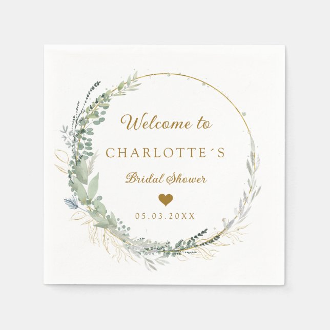 Modernes, elegantes Eukalyptus-Brautparty Serviett Pappersservett (Framsidan)