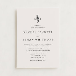 modernI vory Botanical Monogram Wedding Invitation Meddelande