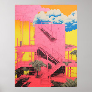 Moderniserade steg: den Rosa arkitektoniska vision Poster