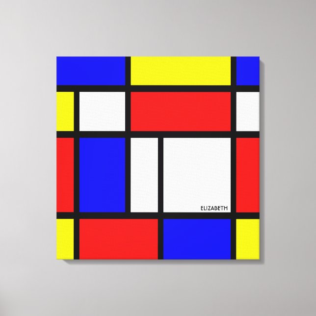 Modernism Red Blue Gult White Abstrakt Primary Canvastryck (Framsida)